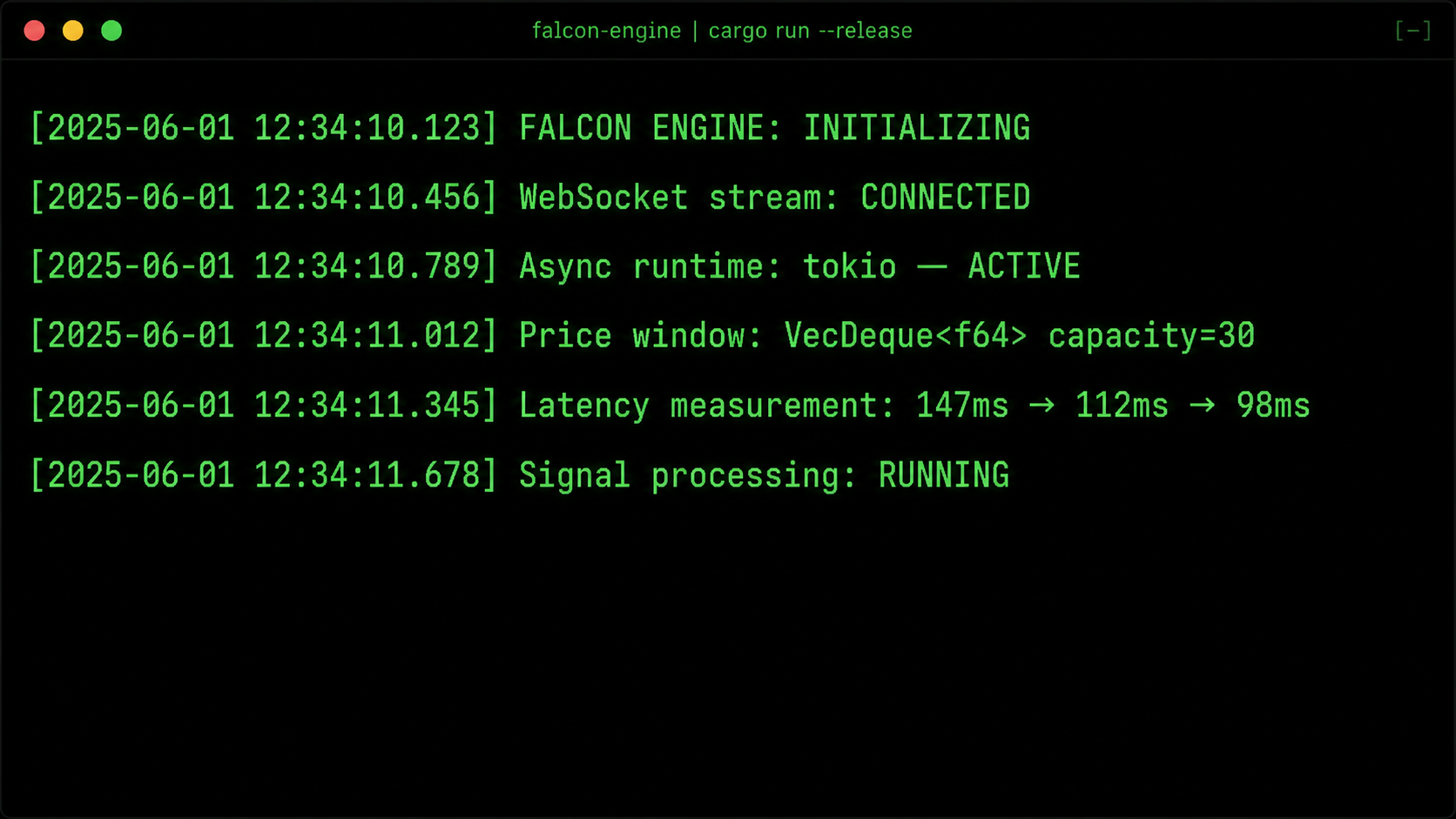 Falcon Engine Rust execution log